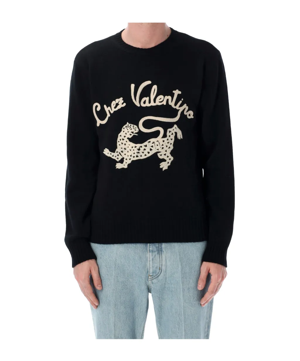 Valentino Animal Embroidered Crewneck Jumper