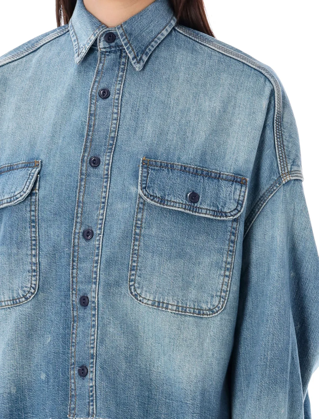 Long-Sleeved Denim Shirt