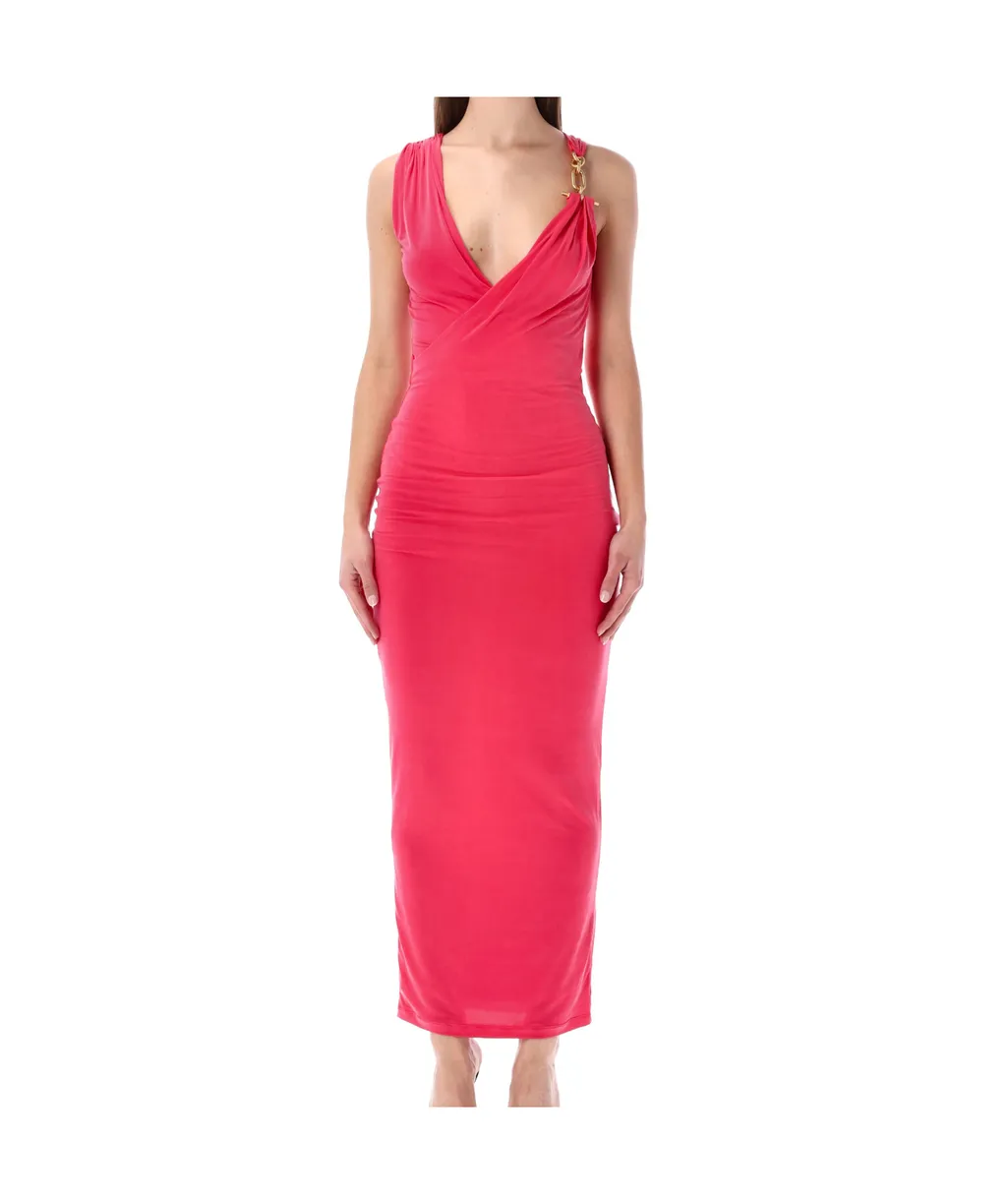 Balmain Halterneck Draped Long Dress
