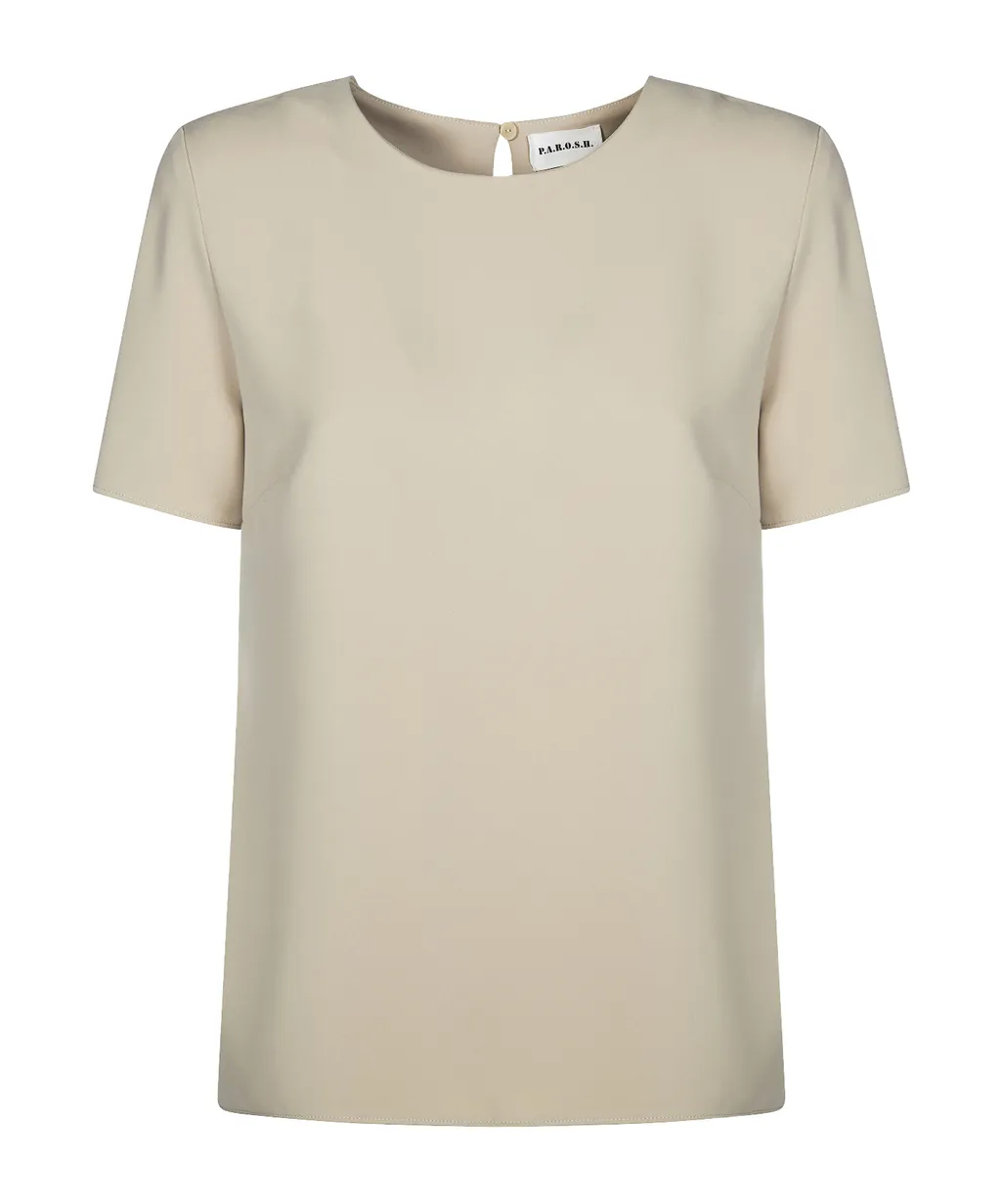 P.A.R.O.S.H. Cady Crewneck Short Sleeved Blouse