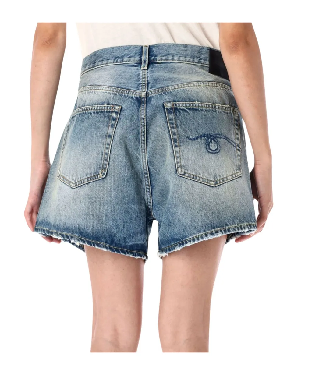 Crossover Denim Shorts