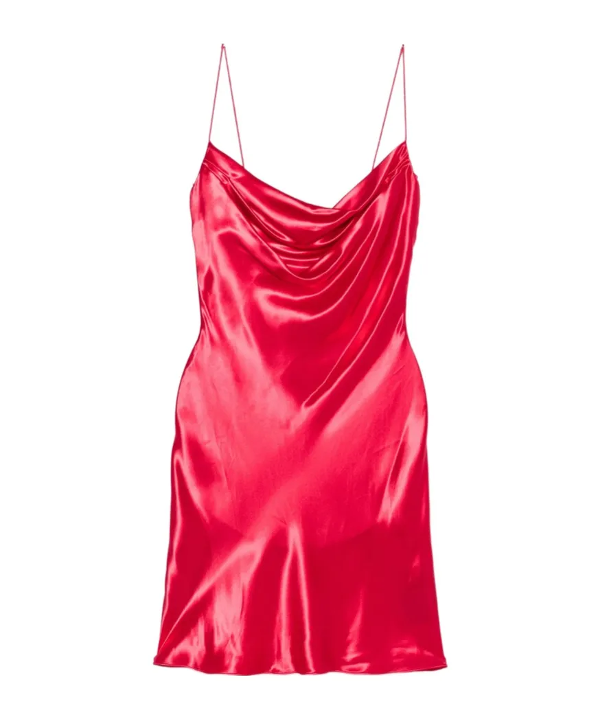 Balmain Cowl-Neck Satin Dress