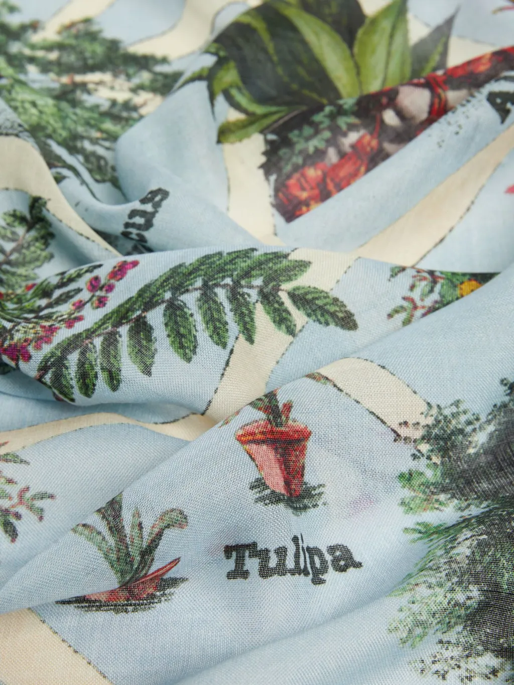 Oversized Scarf In Printed Silk And Wool