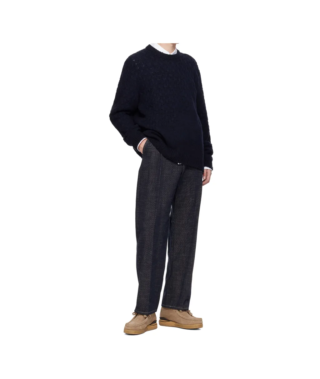 Navy Wool Blend Cable Sweater