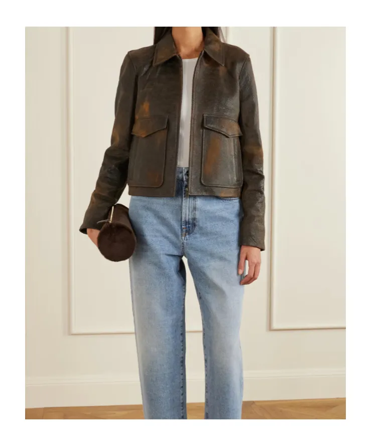 Textured-Leather Jacket