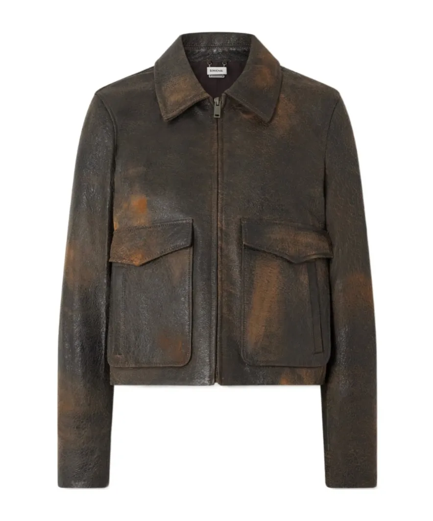 Textured-Leather Jacket