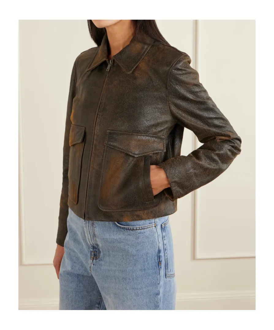 Textured-Leather Jacket