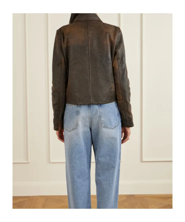 Textured-Leather Jacket