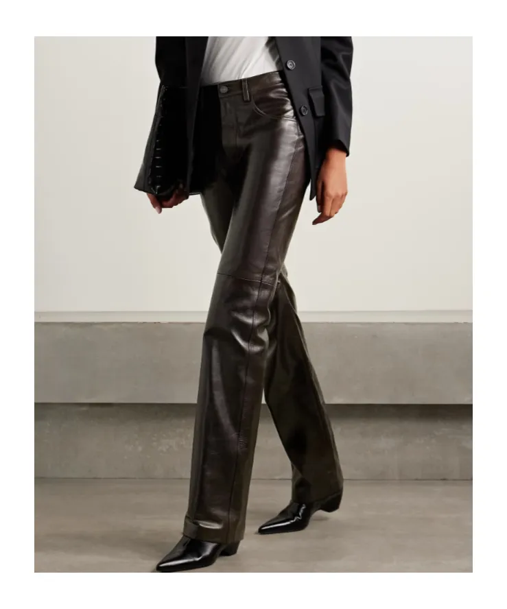 Joan Leather Straight-Leg Pants