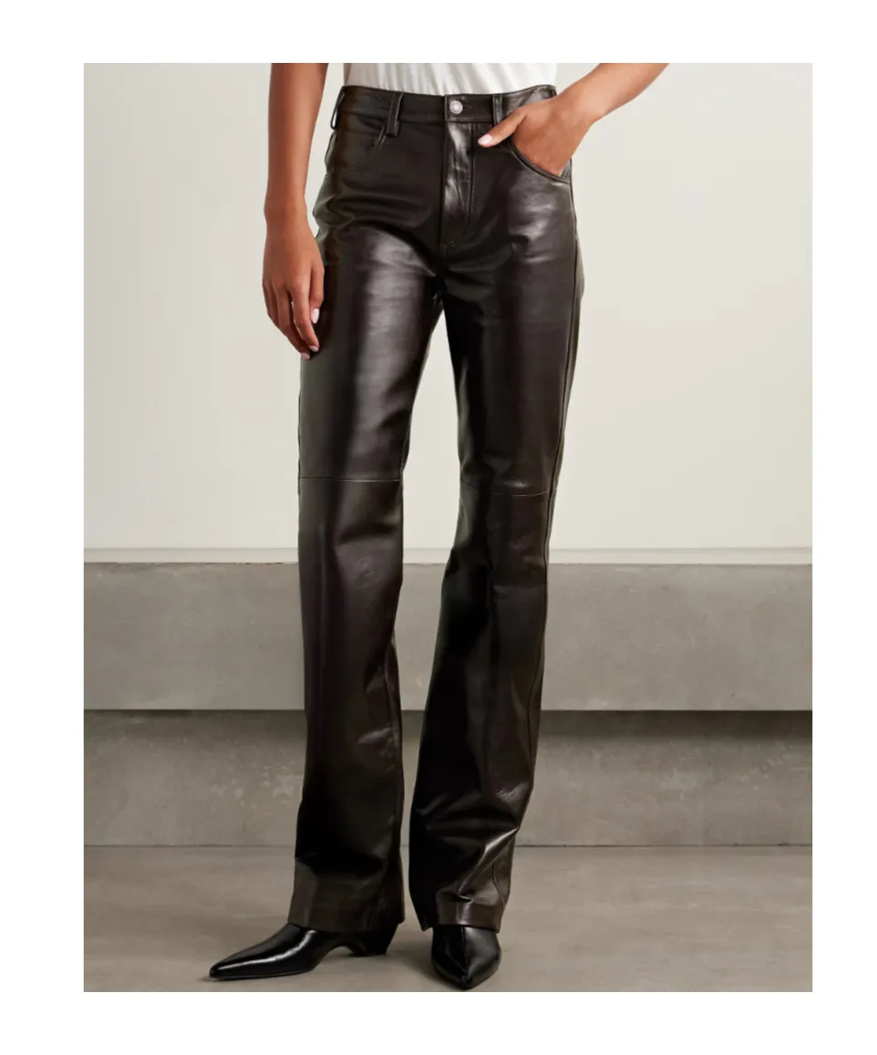 Joan Leather Straight-Leg Pants