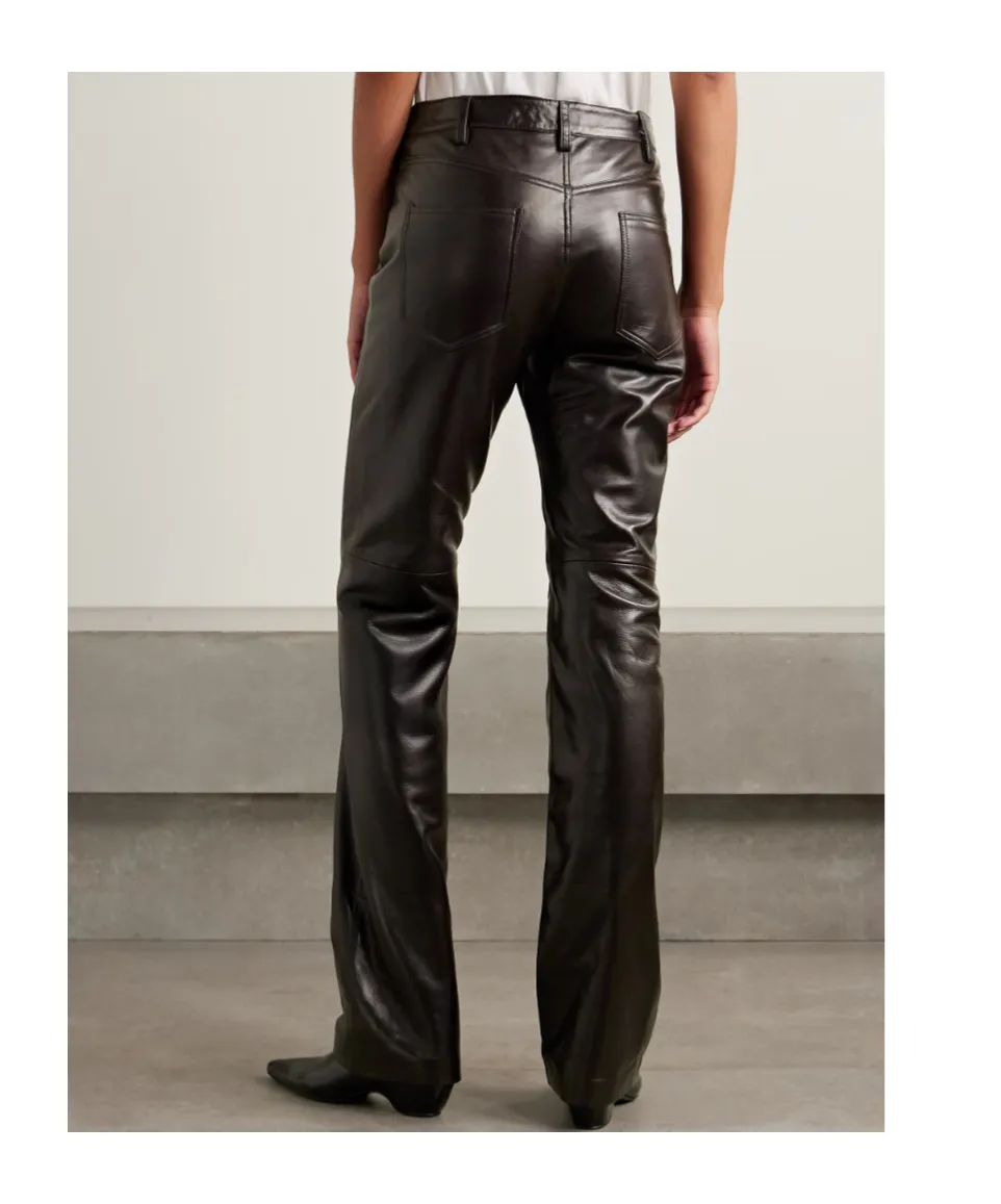 Joan Leather Straight-Leg Pants