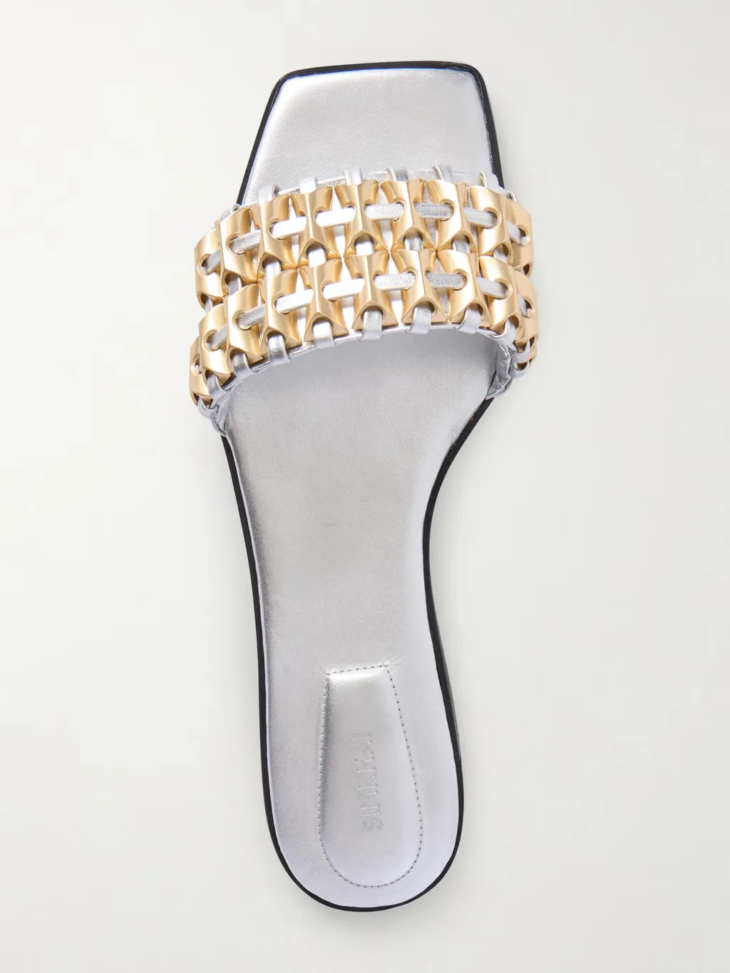 Faye Metallic Leather Trim Slippers