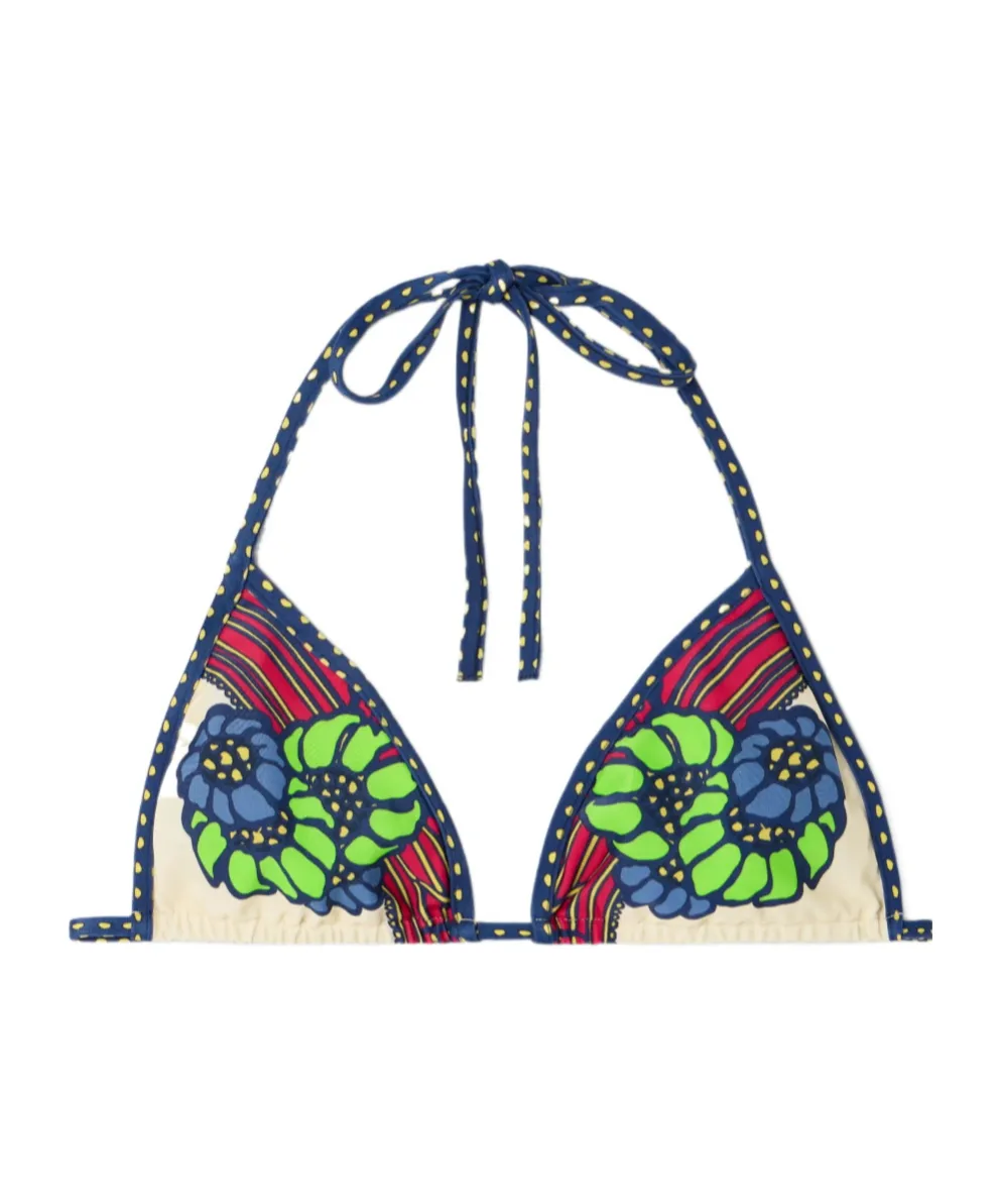 Tie-Detail Floral Bikini Top
