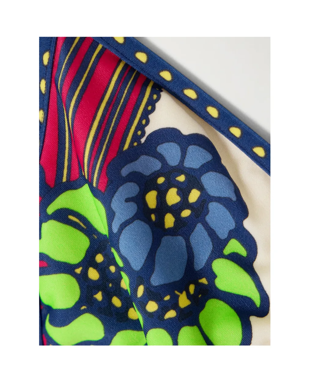 Tie-Detail Floral Bikini Top