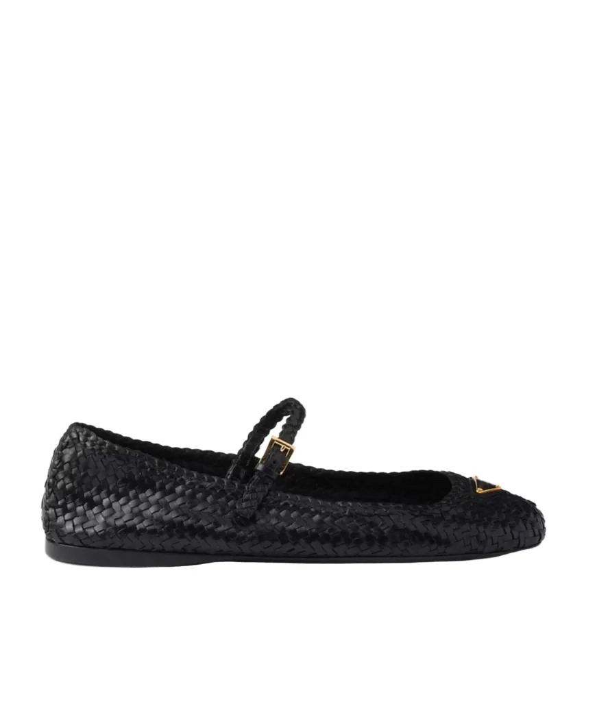 Woven Leather Ballerinas