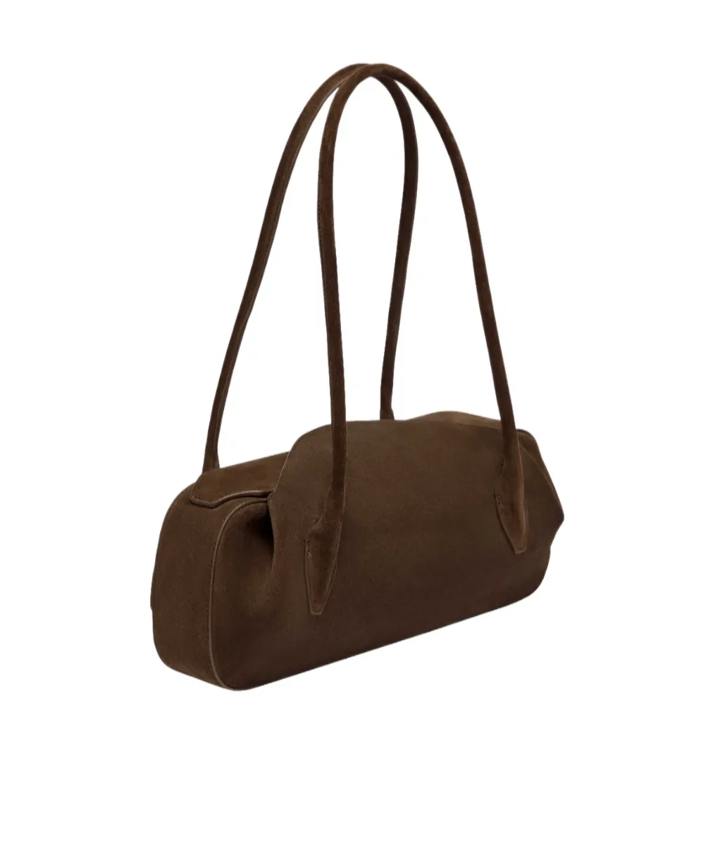 Oyster Shoulder Bag - Chocolate Suede