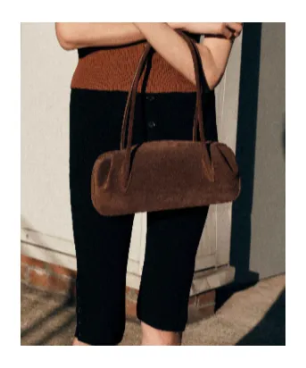 Oyster Shoulder Bag - Chocolate Suede
