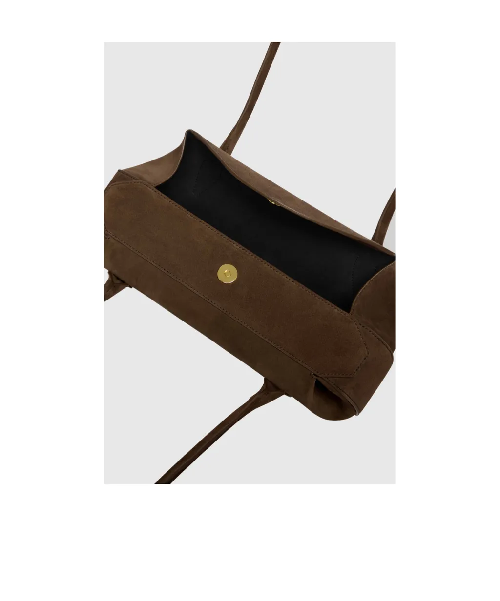 Oyster Shoulder Bag - Chocolate Suede