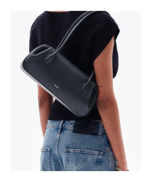 Oyster Shoulder Bag - Black Pebble Grained Leather