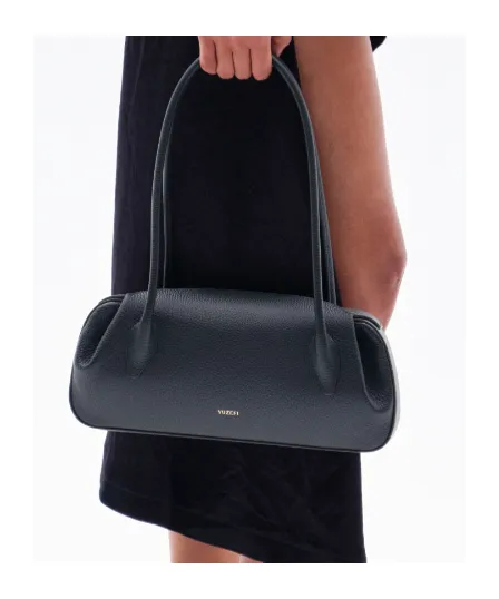 Oyster Shoulder Bag - Black Pebble Grained Leather