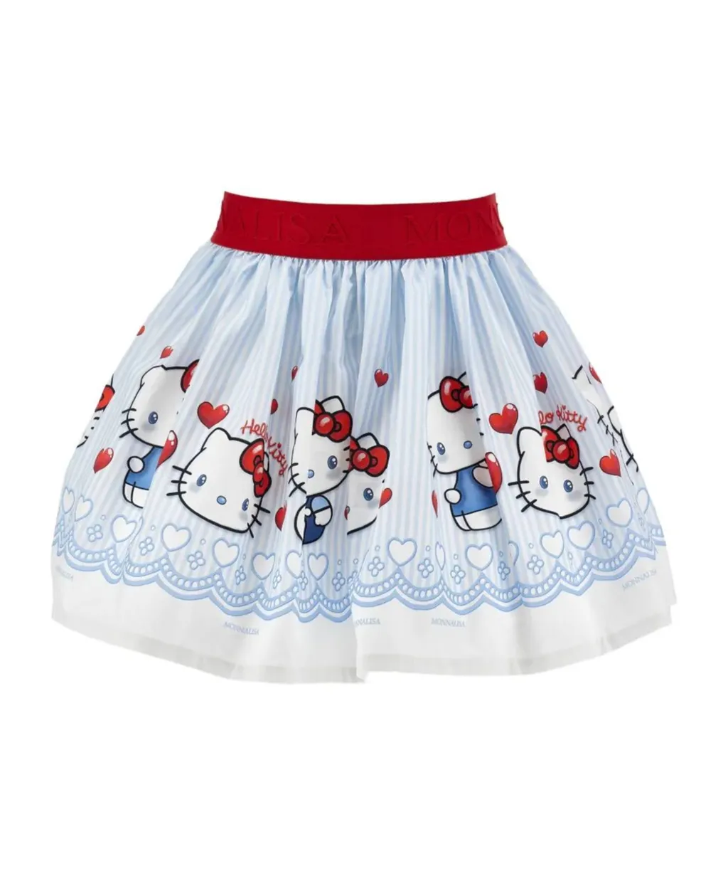 Monnalisa Hello Kitty Print Pleated Skirt