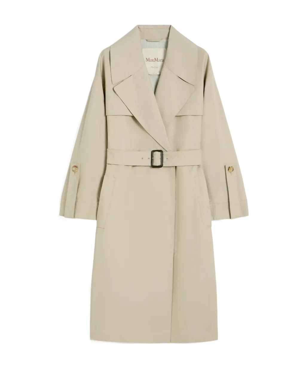 Belted Water-Repellent Twill Trench Coat - Sand