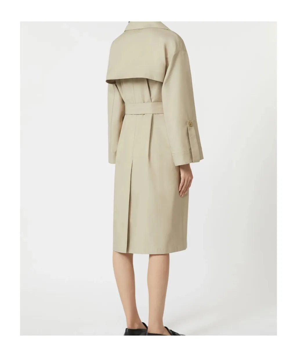 Belted Water-Repellent Twill Trench Coat - Sand