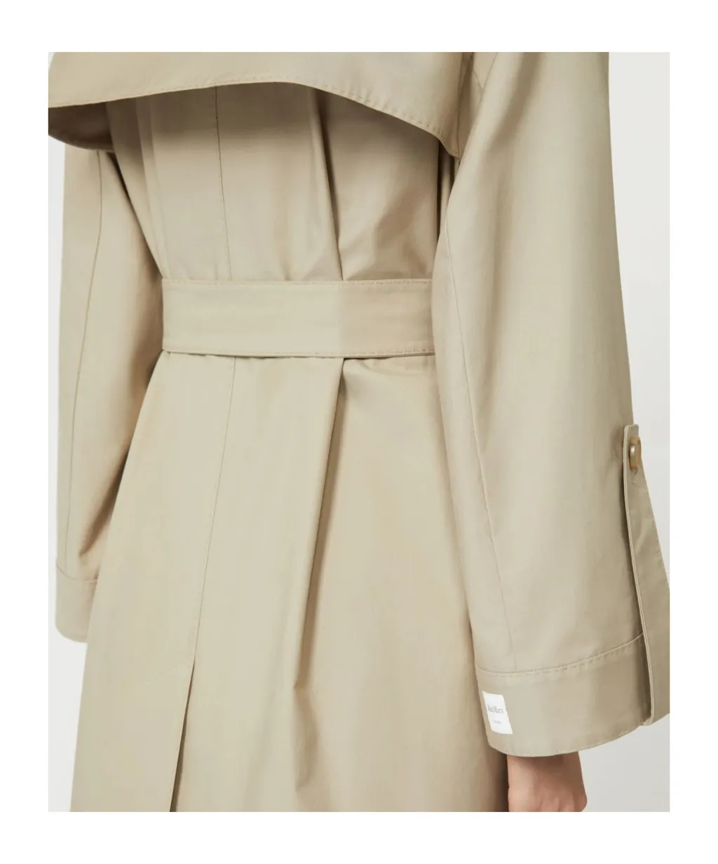 Belted Water-Repellent Twill Trench Coat - Sand
