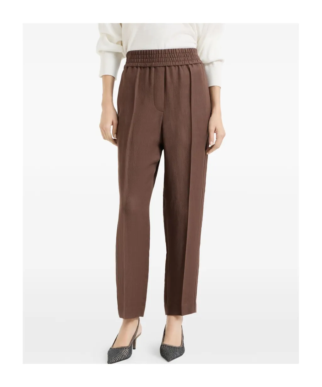 Brunello Cucinelli Fluid Twill Baggy Pull-On Trousers