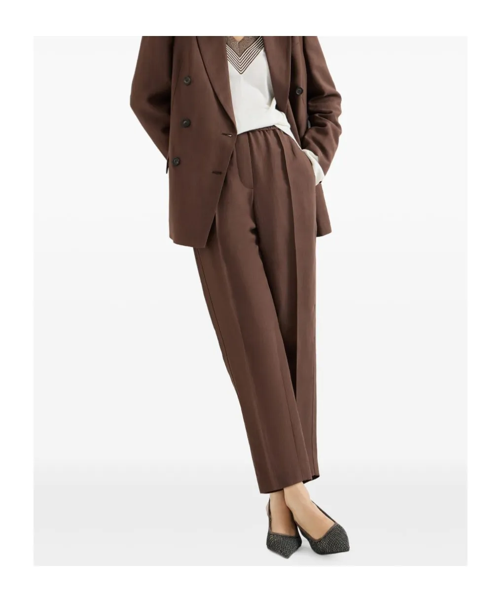 Brunello Cucinelli Fluid Twill Baggy Pull-On Trousers