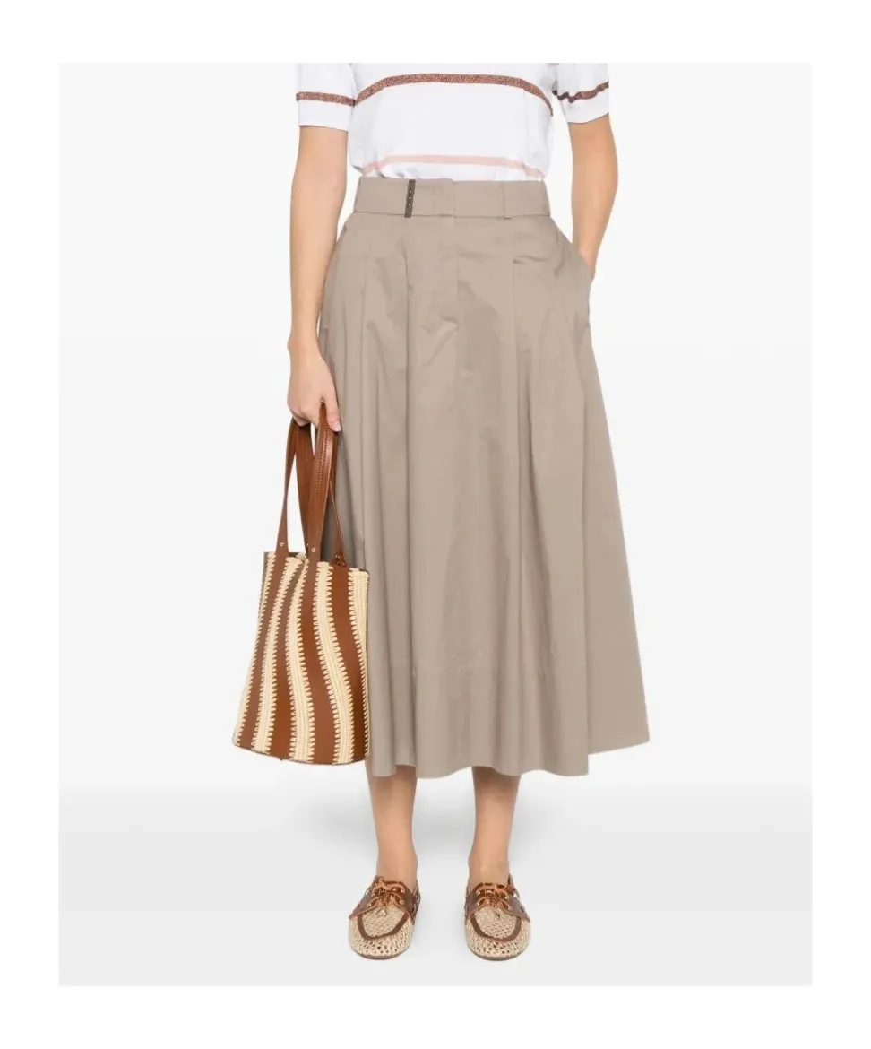 A-Line Pleated Midi Skirt