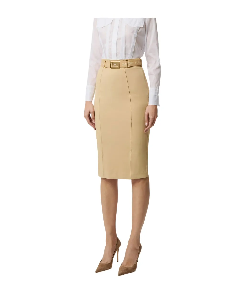 Skirt In Technical Bi-Elastic Fabric With Belt