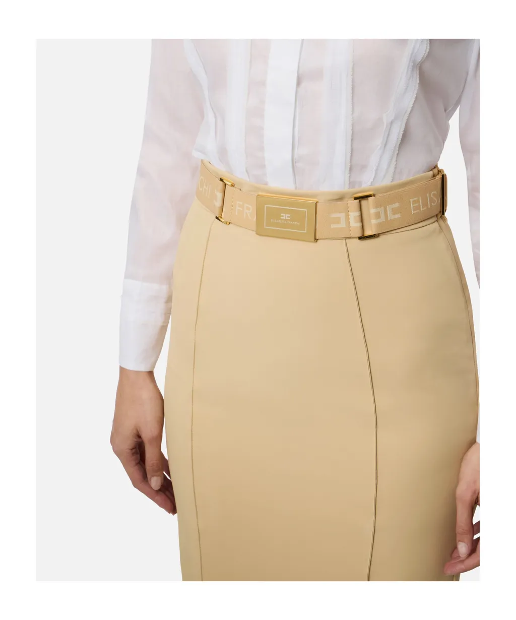 Skirt In Technical Bi-Elastic Fabric With Belt