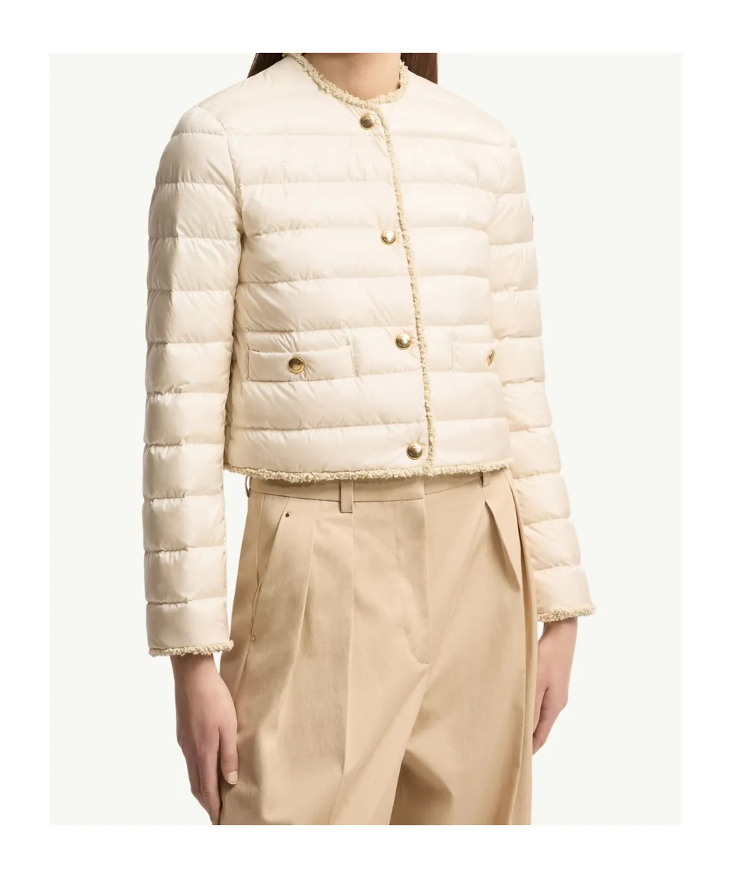 Fleurs Bouclé-Trimmed Short Down Jacket