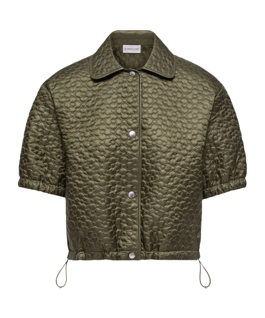 Moncler Floral-Quilted Padded Short Sleeve Shirt