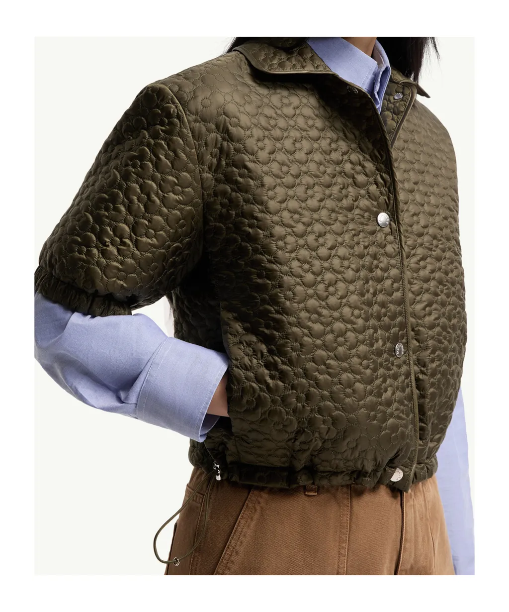 Moncler Floral-Quilted Padded Short Sleeve Shirt