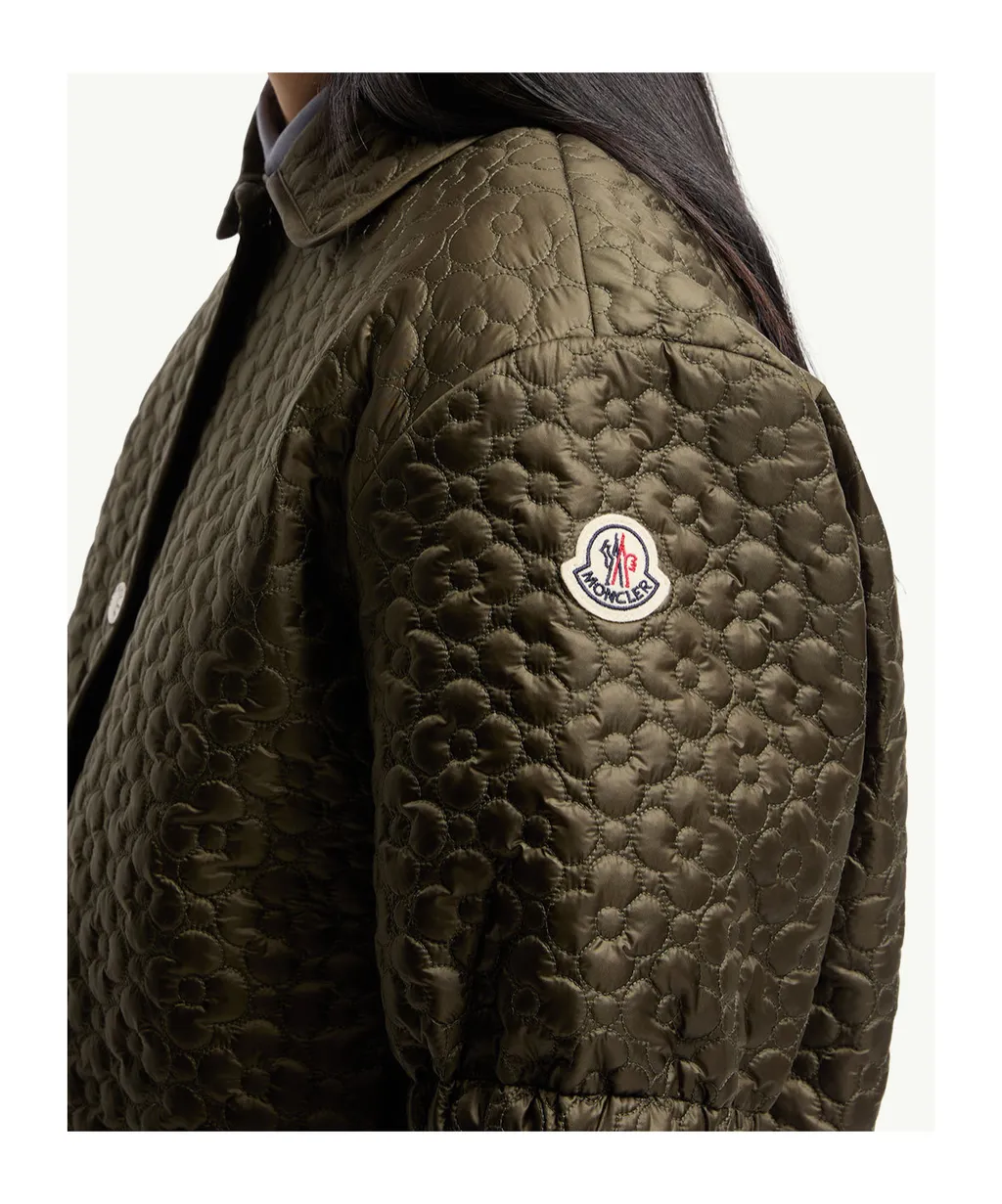 Moncler Floral-Quilted Padded Short Sleeve Shirt