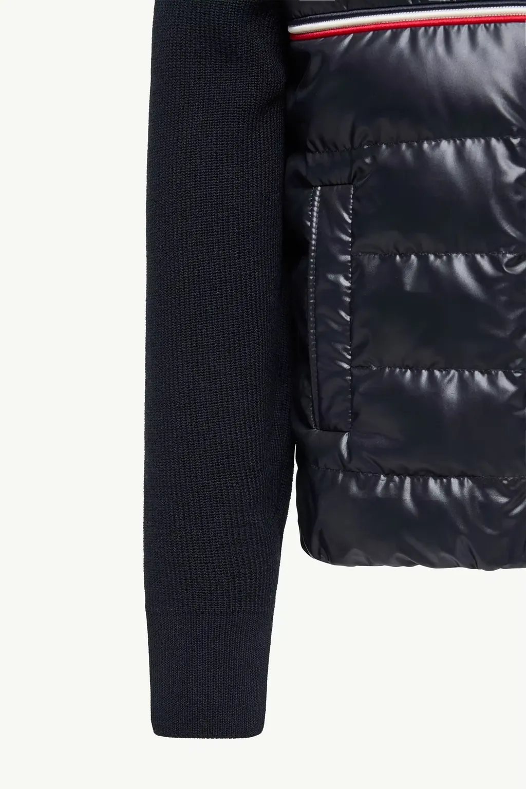 Tricolor Padded Cotton Zip-Up Cardigan