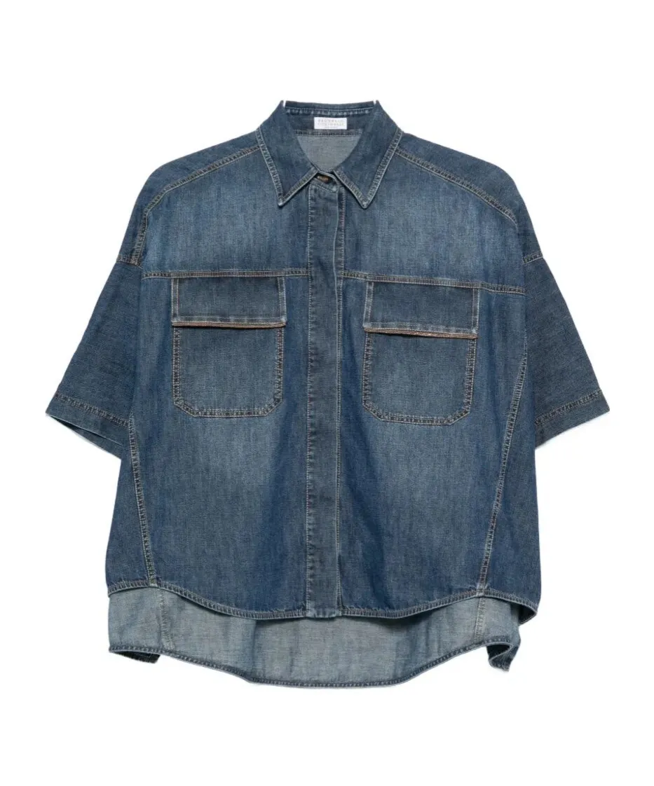 Short-Sleeved Denim Shirt