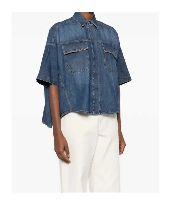 Short-Sleeved Denim Shirt