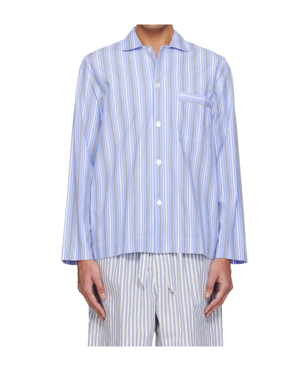 Long-Sleeved Striped Pajama Shirt