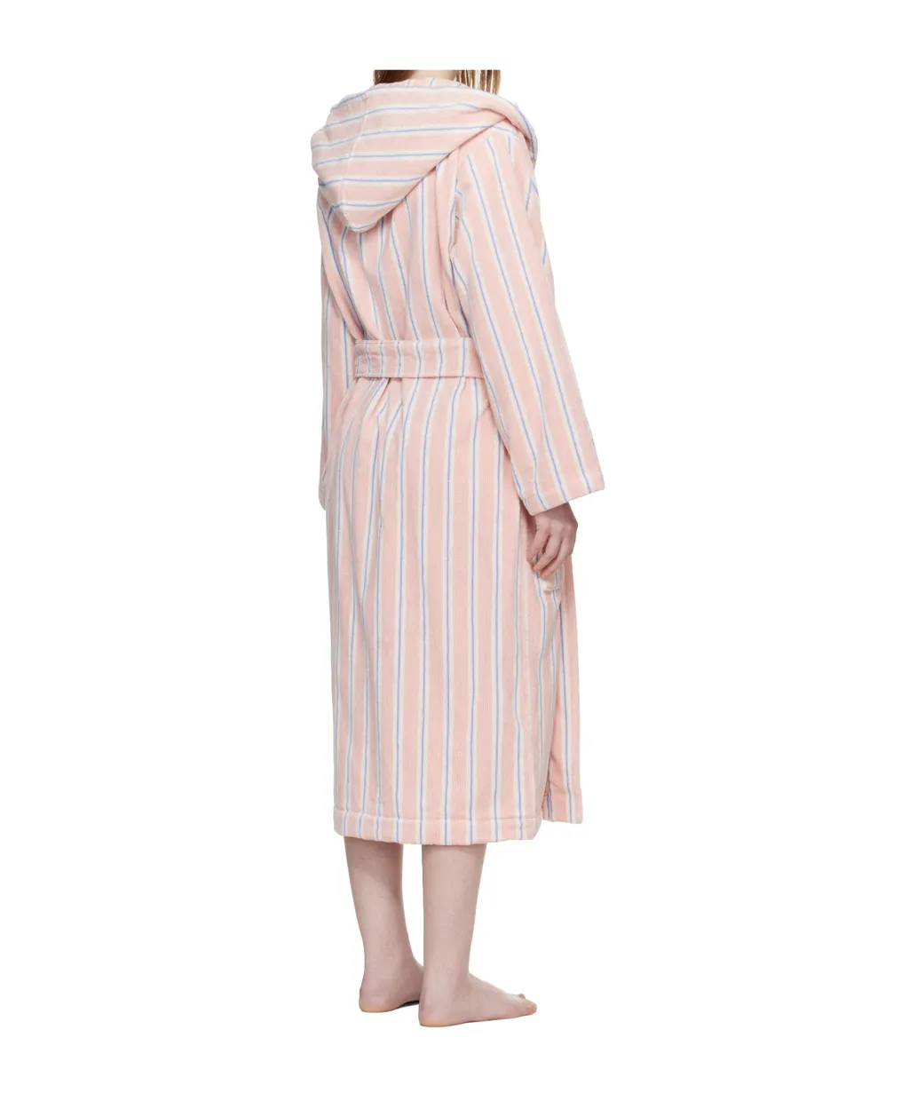 Hooded Striped-Pattern Bathrobe