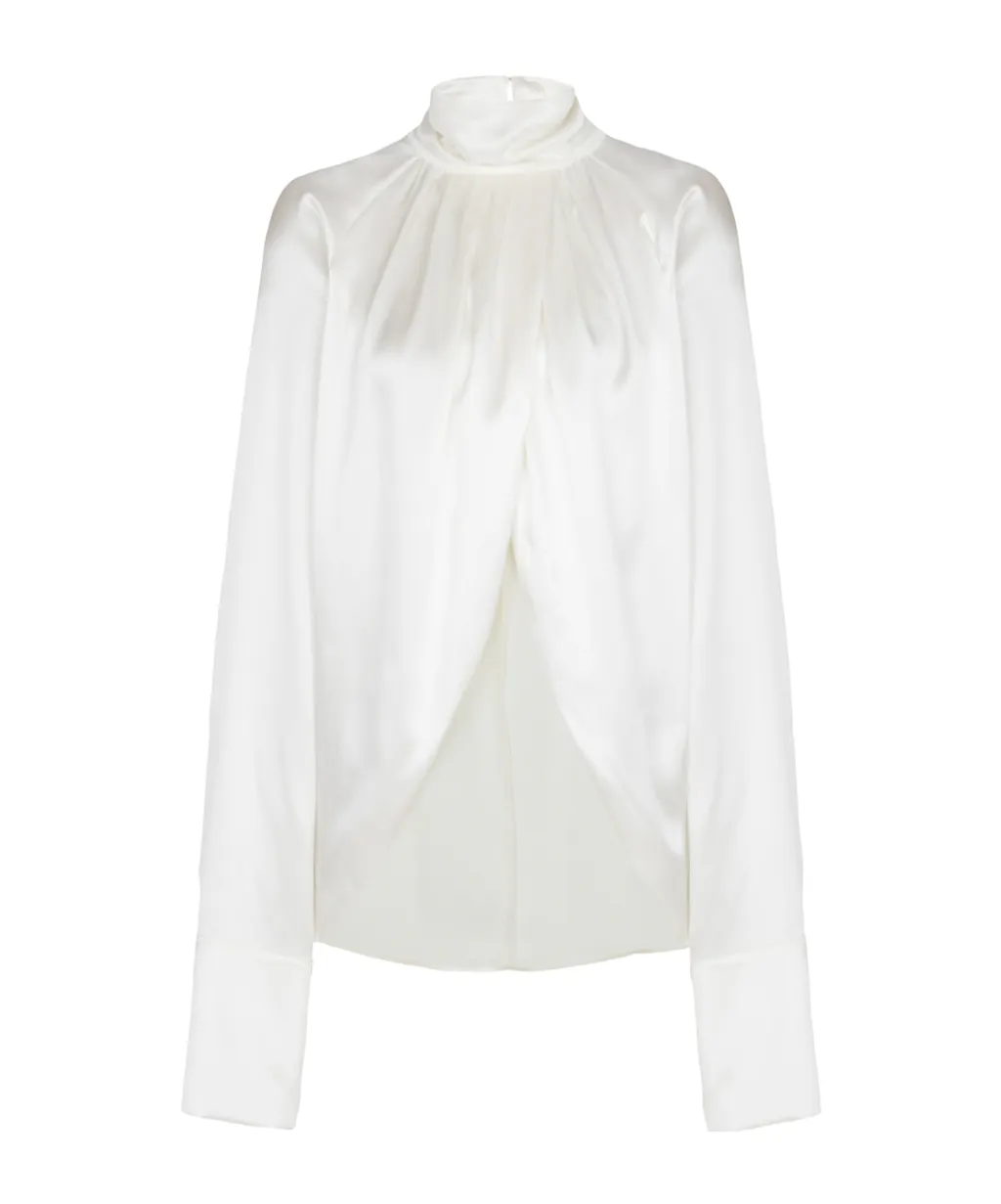 Balmain Draped High Neck Blouse