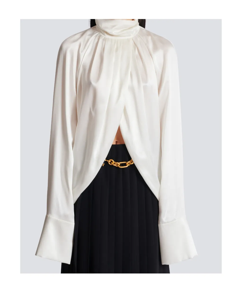 Balmain Draped High Neck Blouse