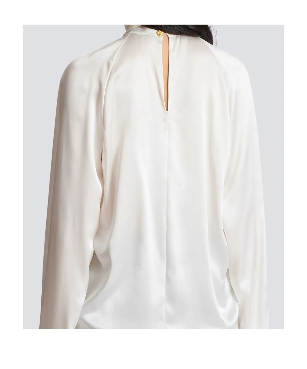 Balmain Draped High Neck Blouse