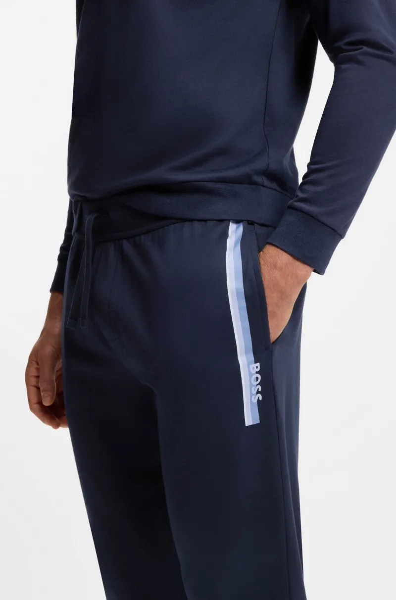 Cotton-Terry Tracksuit Bottoms With Stripes And Logo