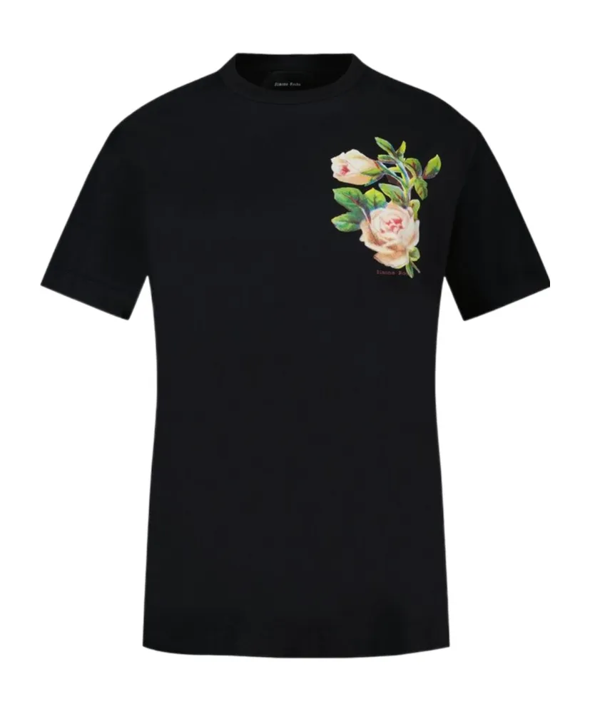 Rose Print Cotton T-Shirt