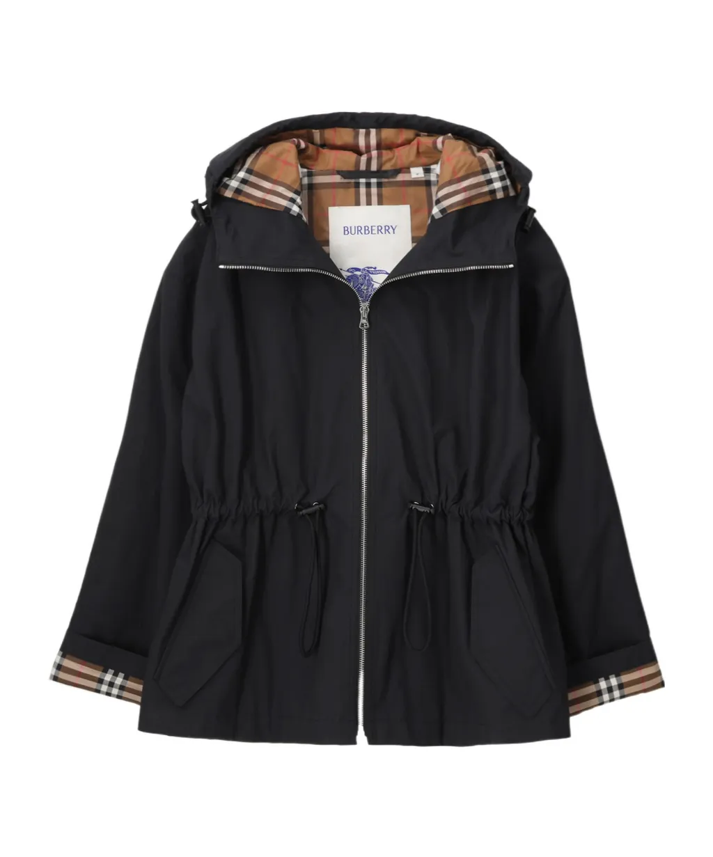 Plaid Hooded Long-Sleeved Jacket