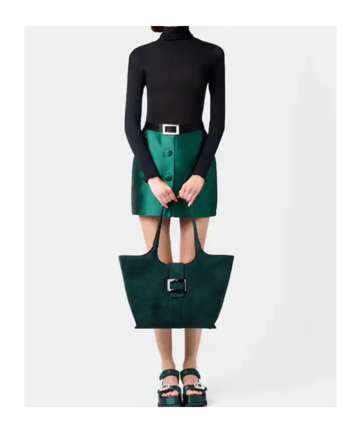 Belle Vivier Medium Shopping Bag In Suede