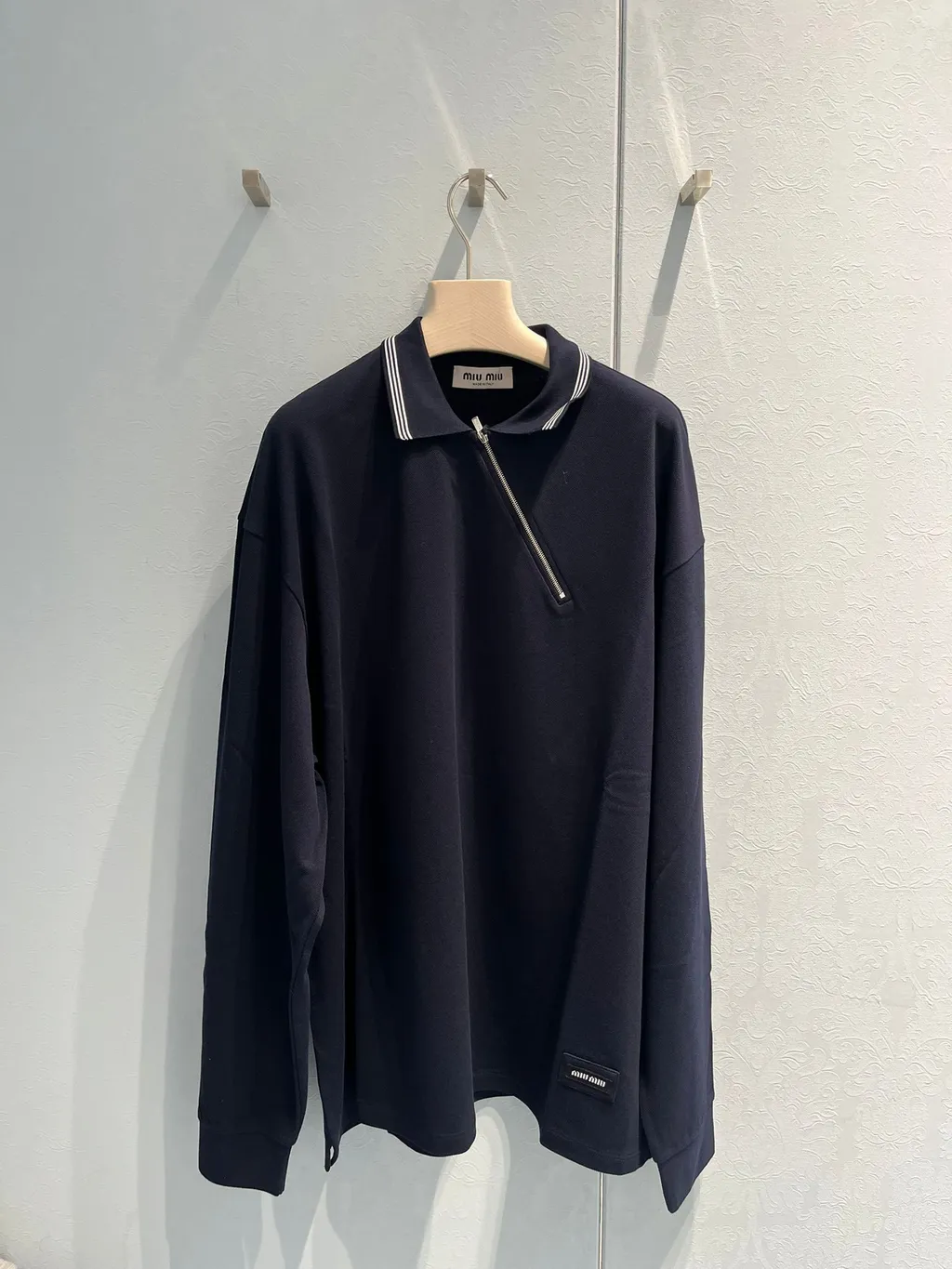 Miu Miu Zip-Detailed Long-Sleeved Polo Shirt